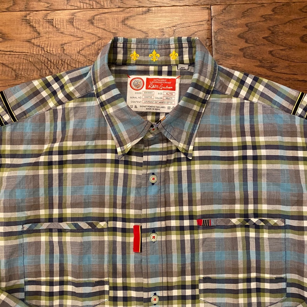 Robert Graham Freshly Laundered Shirt Mens XL Multi Plaid Cotton Long Sleeve